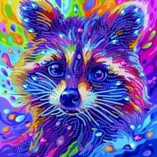 Алмазна мозаїка "Кольоровий єнот" BH031 неповна викладка 25х25 см