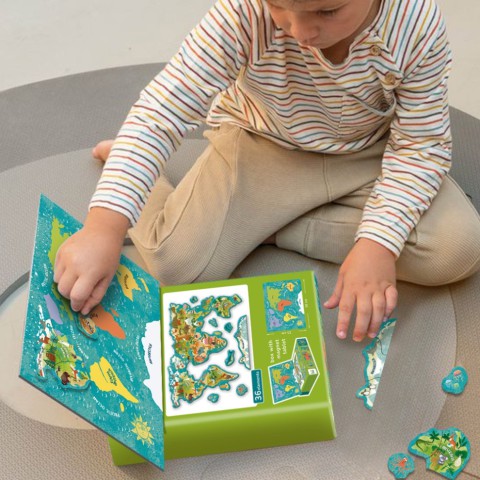 Дитяча магнітна мапа світу тварини DoDo Toys 200267, 36 елементів