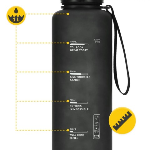 Пляшка для води спортивна 4FIZJO P-5905973403788, 1000 мл, чорний