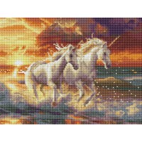Алмазна мозаїка "Єдинороги на узбережжі" RDBS7023, 30х40 см