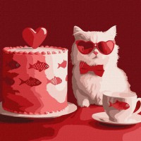 Картина за номерами "Кіт з тортом" ©art_selena_ua KHO6722, 30х30 см
