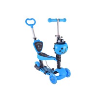 Дитячий самокат з батьківською ручкою Bambi SC20139 PU колеса зі світлом Синій