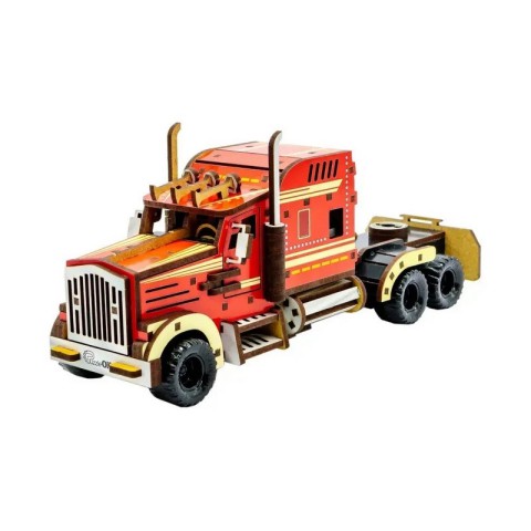 Дитячий дерев'яний 3D конструктор "Фура з причепом" Puz-00952, 206 деталей