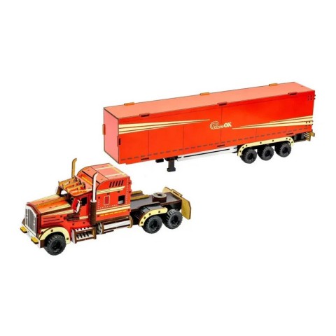 Дитячий дерев'яний 3D конструктор "Фура з причепом" Puz-00952, 206 деталей