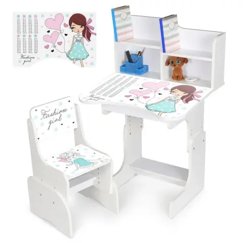 Дитяча Парта N 2071-8-1 білий, зі стільчиком