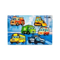 Дерев'яний пазл-вкладиш "Розумний світ: Міський транспорт" Puz-88747 А5, 18 елементів