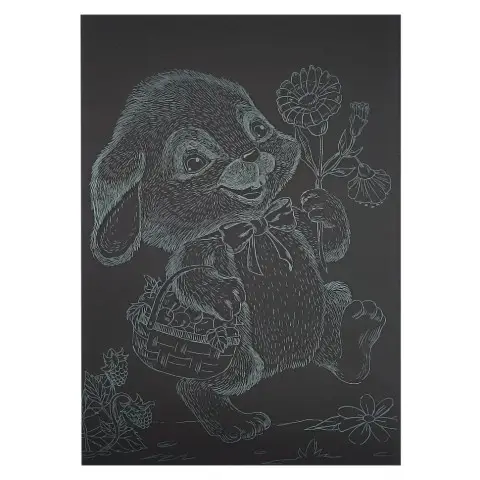 Гравюра А5 "Зайчик на прогулянці" ГрА5з-7 економ варіант у пакеті 21 х 14,8 см