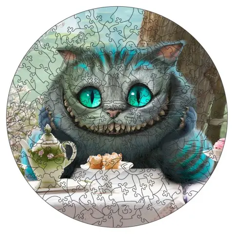 Фігурний пазл з дерева "Аліса Чеширський кіт" PZ010-A4C-AC 75-125 деталей, розмір А4, картонна коробка