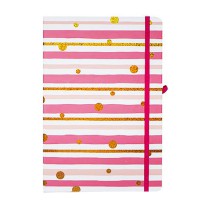 Блокнот А5 на резинці 5703-04 тверда обкладинка, 21х14см, 80 листів, клітинка Рожевий