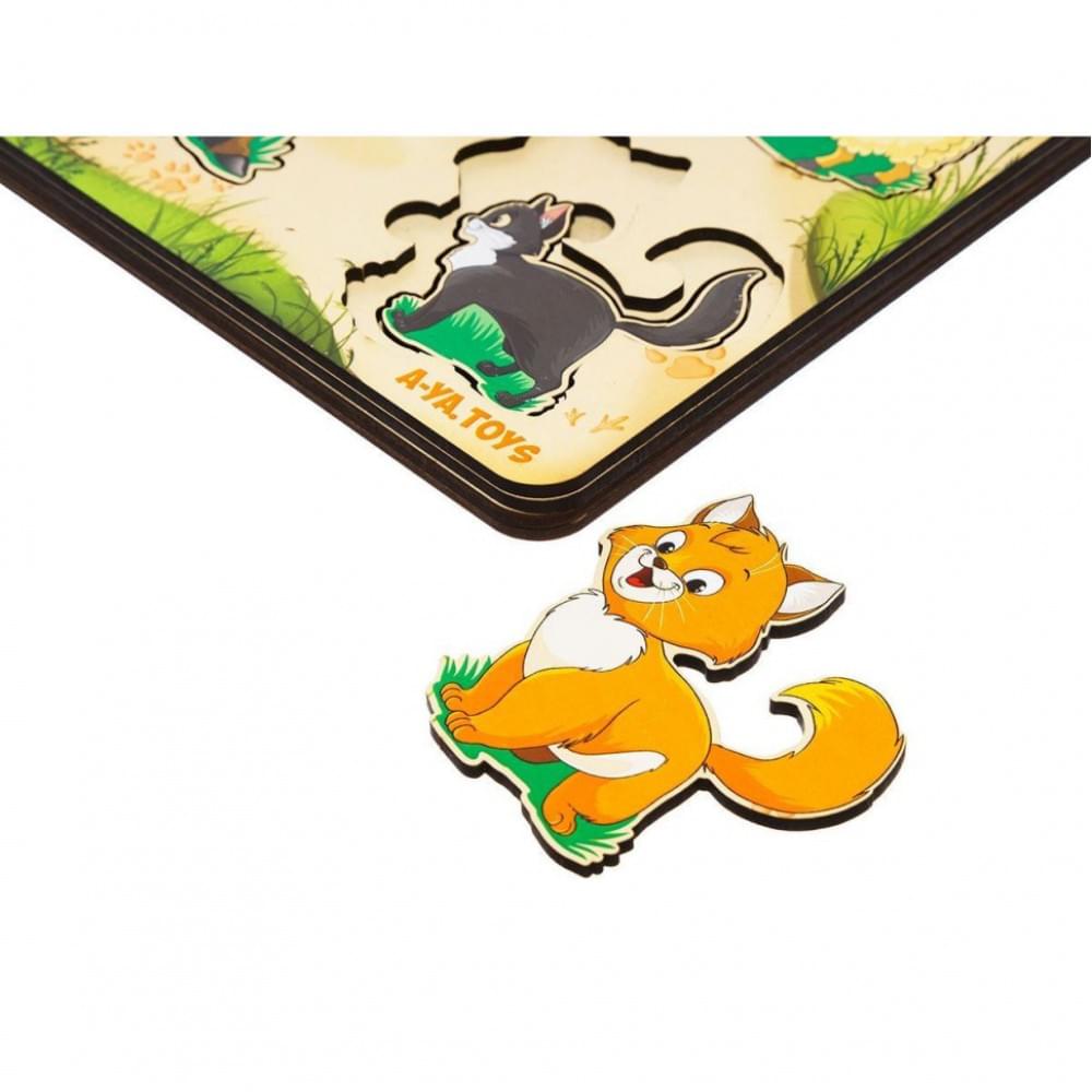 Дерев'яний пазл-вкладиш "Сім'я-домашні тварини" Ubumblebees (ПСД077) PSD077 більше-менше