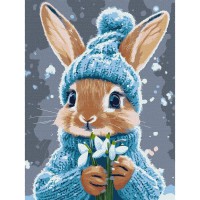 Картина за номерами "Кролик з підсніжниками" ©art_selena_ua KHO6751, 30х40 см