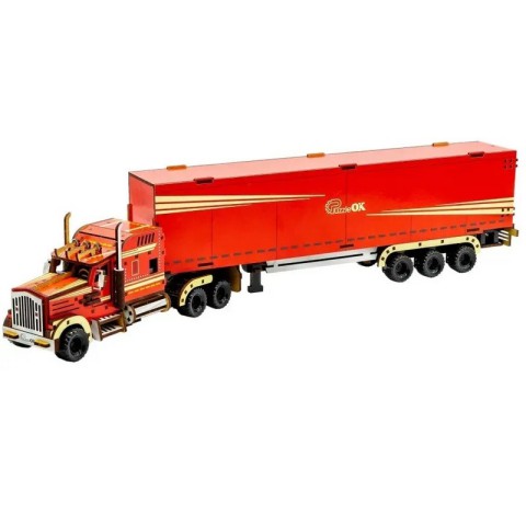 Дитячий дерев'яний 3D конструктор "Фура з причепом" Puz-00952, 206 деталей