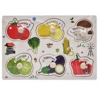 Дерев'яний пазл-вкладиш Овочі 53972-8 ручка-тримач, у плівці