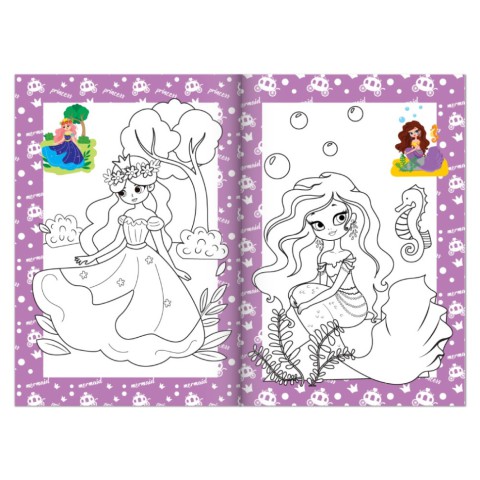 Книжка розмальовка "Принцеси та русалки" РМ-48-43 с цветными подсказками