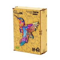 Фігурний дерев'яний пазл A4 Тендітна Колібрі PuzA4-04107, 70 деталей