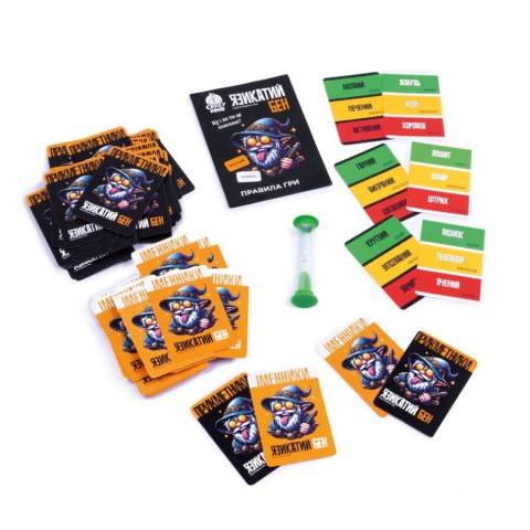 Карткова гра "Язикатий Бен" VT5903-04, 100 карток, пісочний годинник