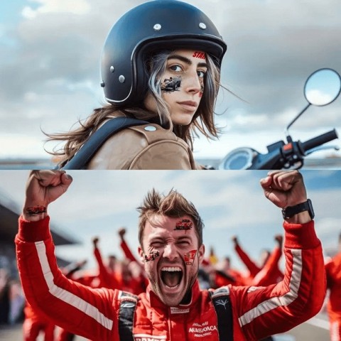 Набір тимчасових татуювань "Гоночні автомобілі" racing-cars-10-01 розмір 12х7 см