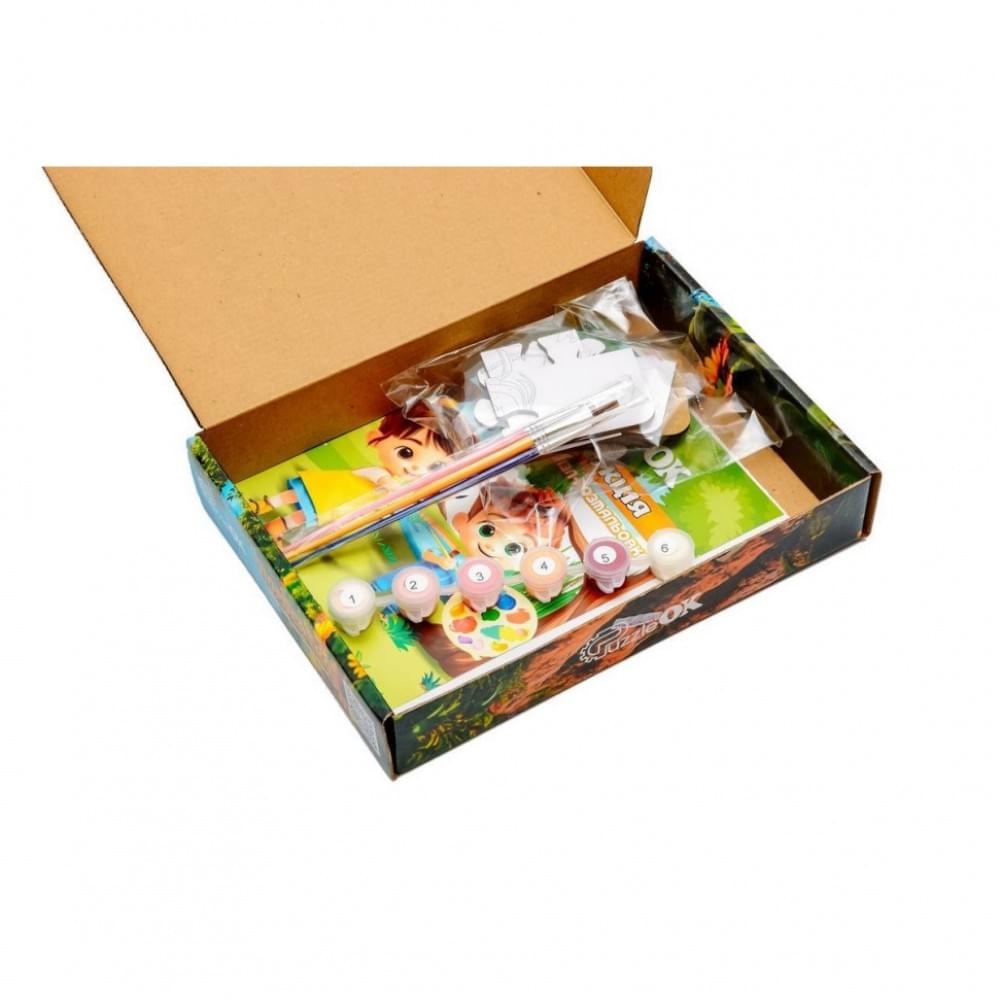 Деревʼяний пазл-розмальовка А5 "Поросятко" Puz-22939 пензлик, фарби, клейка плівка