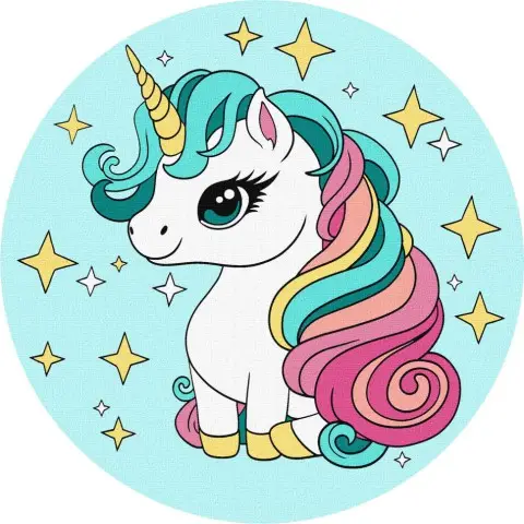 Картина за номерами "Маленька єдиноріжка" KHO-R1042 діаметр 19 см