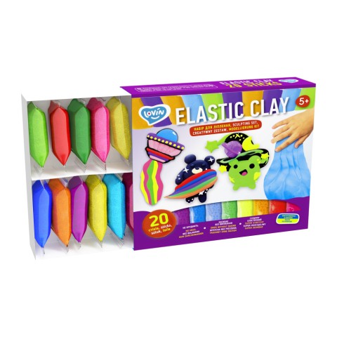 Набір для ліплення з повітряним пластиліном Elastic Clay 70140, 20 стиків