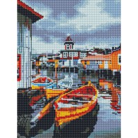 Алмазна мозаїка "Човен біля містечка" RDBS7014, 30х40 см