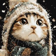 Картина за номерами "Сніговий котик" ©art_selena_ua KHO6847, 40х40 см