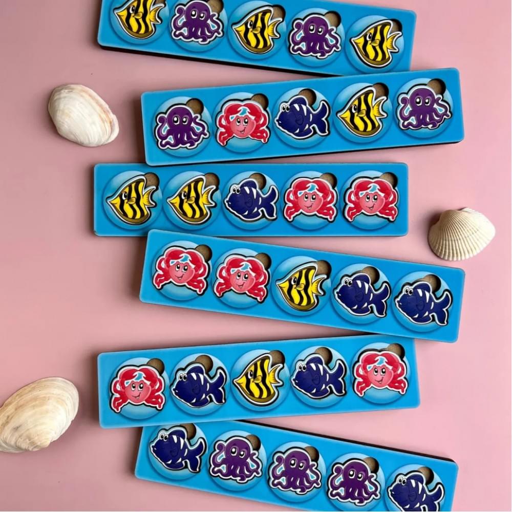 Дерев'яна настільна гра "Морські жителі-1" Ubumblebees (ПСД003) PSD003 сортер-комодик