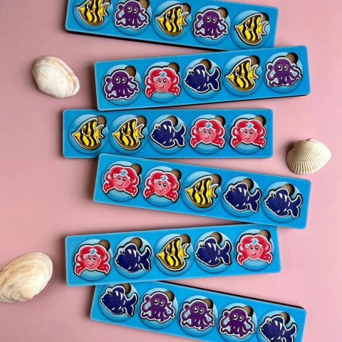 Дерев'яна настільна гра "Морські жителі-1" Ubumblebees (ПСД003) PSD003 сортер-комодик