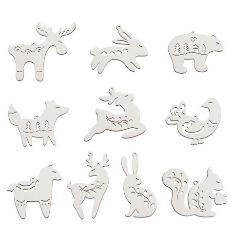 Набір ялинкових прикрас "Казкові звірятка етно" FDZ-532-1, 10 шт