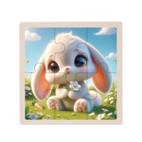 Дитячий дерев'яний пазл-вкладиш "Зайченя" MD 1509-23, 6 елементів 9,8 х 9,8 х 0,4 см