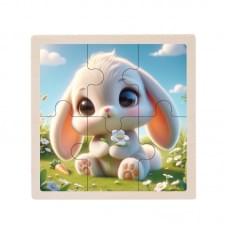 Дитячий дерев'яний пазл-вкладиш "Зайченя" MD 1509-23, 6 елементів 9,8 х 9,8 х 0,4 см