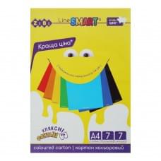 Набір кольорового картону ZB.1955, 7 аркушів, формат А4, щільність 200 г/м2 Набір кольорового картону ZB.1955, 7 аркушів, формат А4, щільність 200 г/м2