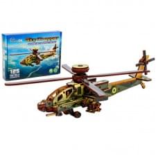 Дерев'яний 3D конcтруктор "Вертоліт" Puz-00954, 125 деталей