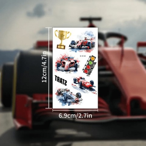 Набір тимчасових татуювань "Гоночні автомобілі" racing-cars-10-01 розмір 12х7 см