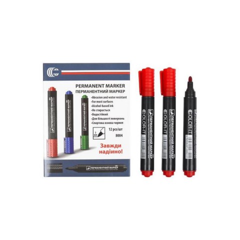 Маркер червоний COLOR-IT 8004(Red) Diamont "C" в упаковці 12 шт