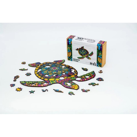 Фігурний дерев'яний пазл A4 Довголітня Черепаха PuzA4-01739, 68 деталей