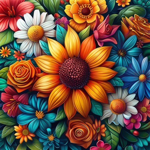 Алмазна мозаїка "Квіти" BH030 неповна викладка 25х25 см