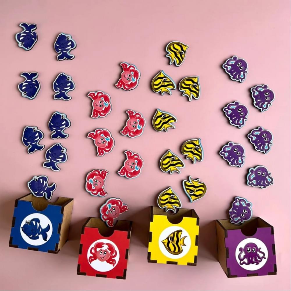 Дерев'яна настільна гра "Морські жителі-1" Ubumblebees (ПСД003) PSD003 сортер-комодик