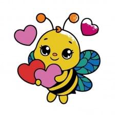 Дитяча розмальовка пальчиковими фарбами "Бджілка з сердечками" 15635-AC 25х25 см
