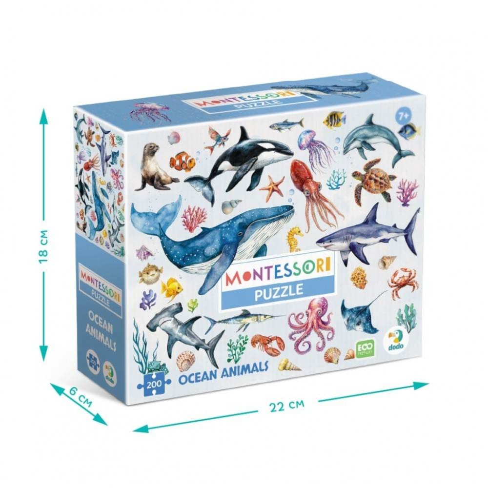 Дитячий пазл Монтессорі "Океанічні тварини" DoDo Toys 300630, 200 елементів