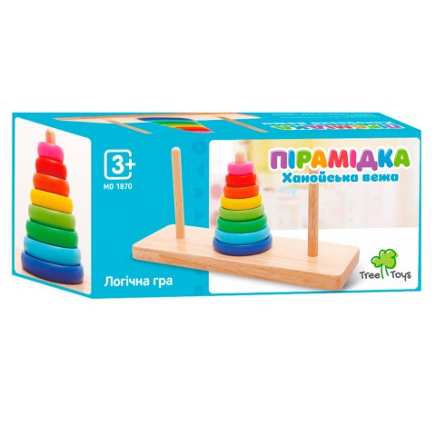Дерев'яна іграшка Пірамідка MD 1870, 8 кілець