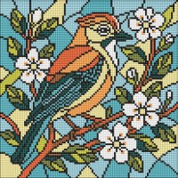 Алмазна мозаїка "Вітраж. Сойка" ©art_selena_ua AMO8317, 30х30 см