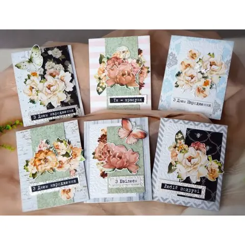 Набір для створення вітальних листівок "Where beauty lives" FDGCK-047, 6 шт