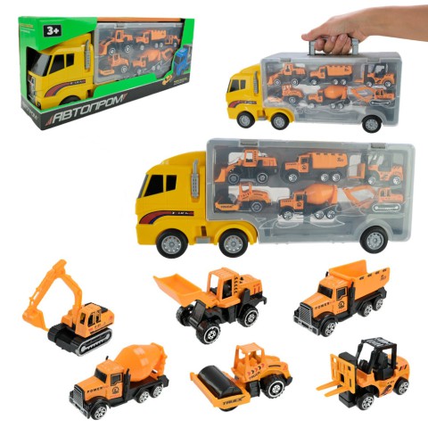 Дитячий трейлер із машинками PS006-4 у наборі 6 машинок