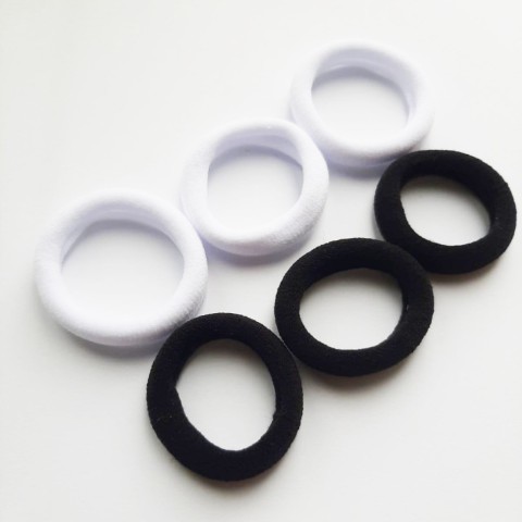 Набір резинок для волосся 0108-424, 6 штук, чорний та білий