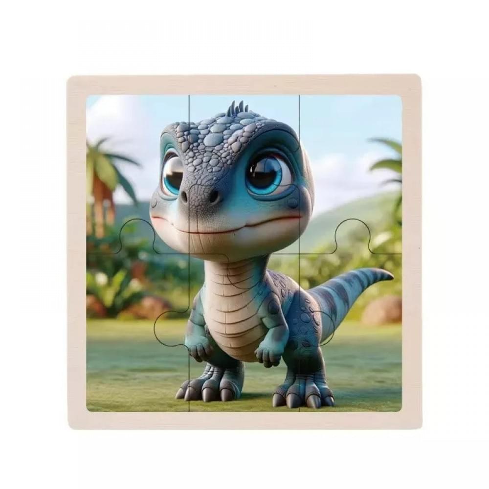 Дитячий дерев'яний пазл-вкладиш "Велоцираптор" MD 1509-12, 6 елементів 9,8 х 9,8 х 0,4 см