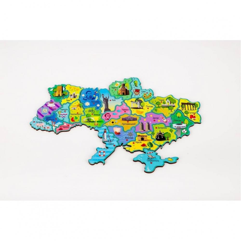 Дерев'яний магнітний пазл А4 "Мапа України" PuzA4-22926, 25 елементів
