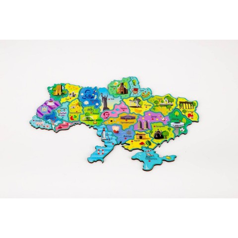 Дерев'яний магнітний пазл А4 "Мапа України" PuzA4-22926, 25 елементів