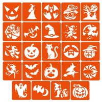 Набір трафаретів для біо-тату "Хелловін №2" Hallowween-2-24, 24 трафарети 6х6 см