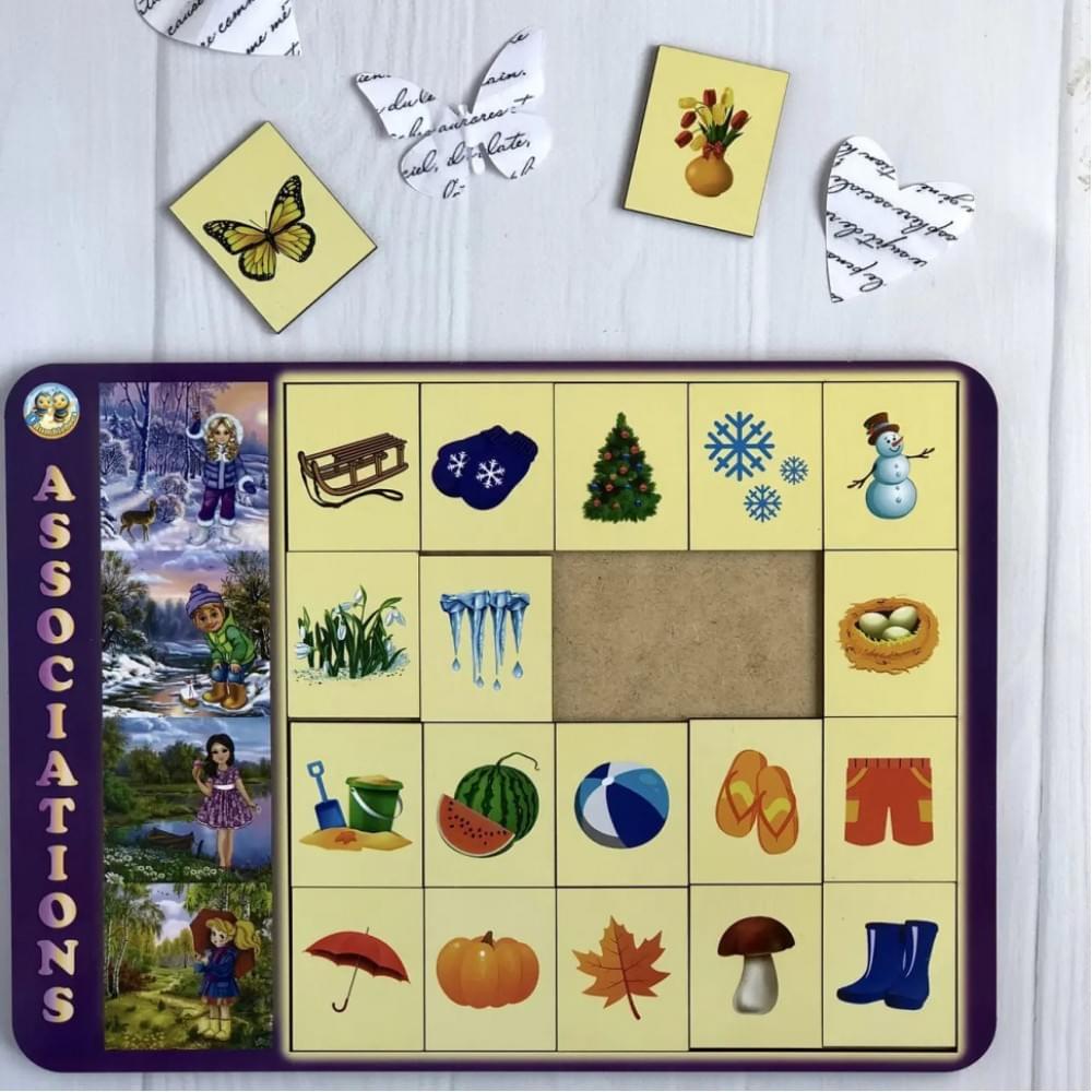 Дерев'яний пазл-вкладиш "Пори року" Ubumblebees (ПСД122) PSD122 сортер-асоціації